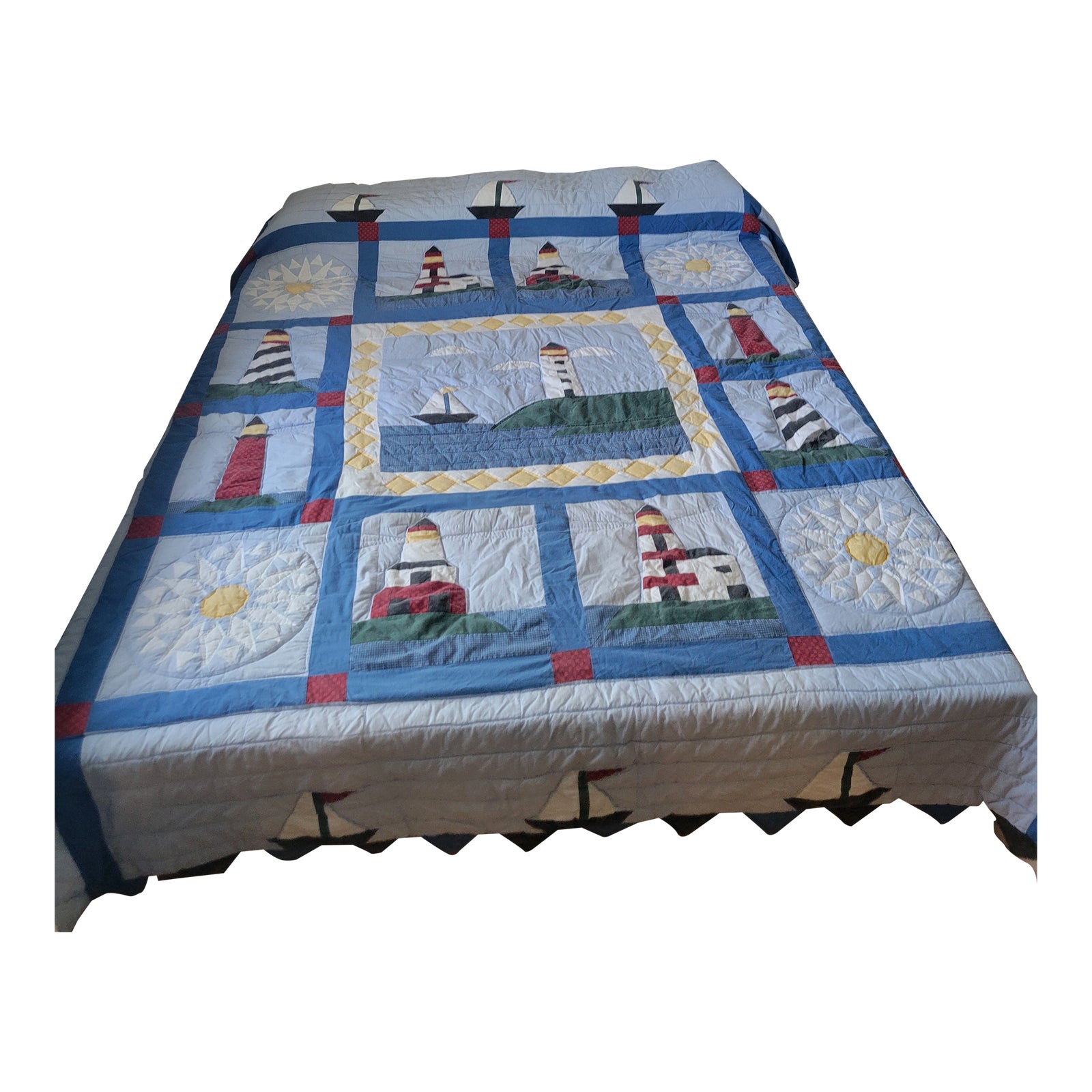 Nautica Lighthouse Patchwork Quilt | Chairish
