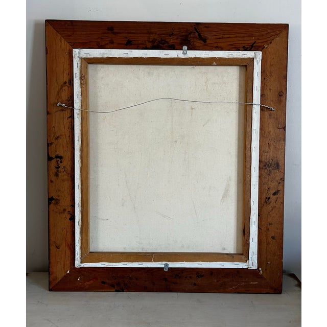 Yellow Mid Century Vintage Large Floral Still Life Oil Painting on Canvas Yellow Flowers For Sale - Image 8 of 8