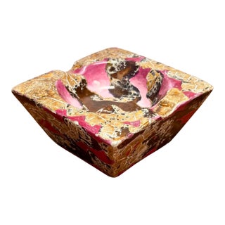Mid-Century Louçarte Hand-Painted Ceramic Ashtray, Portugal For Sale
