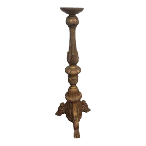 Antique Italian Gilt Wood Pricket Floor Altar or Candlestick