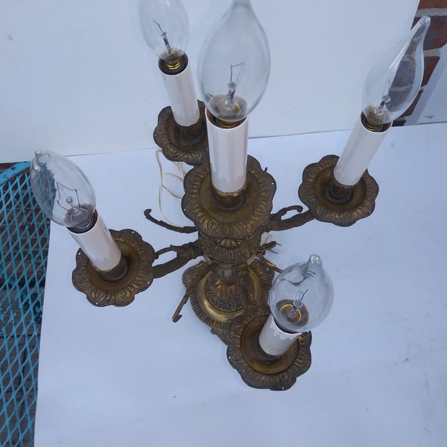 Mid 20th Century French Style 5 Light Candelabra Lamp For Sale - Image 6 of 18