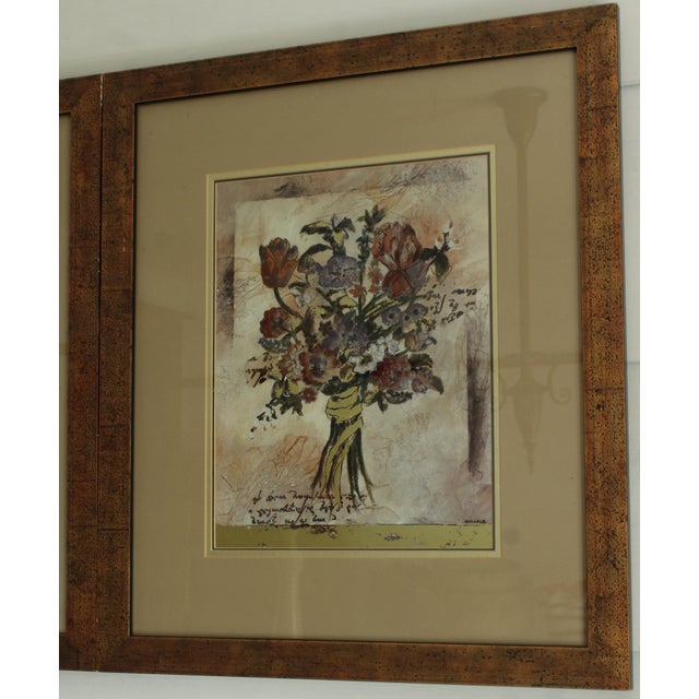 Contemporary 1980s Pair of Signed Hollalk Floral Prints – Gallery‑Quality Professional Framing – Matching Set For Sale - Image 3 of 6