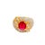Contemporary 1.39 Carat Ruby Diamond Pave 18k Yellow Gold Ring, Size 5.75 For Sale - Image 3 of 9