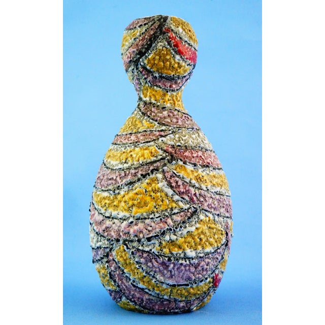 Ceramic 20th Century Acid-Finished Ceramic Vase eith Fat Lava Effect attributted to Vallauris Factory, France., 1950s For Sale - Image 7 of 18