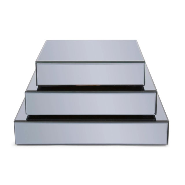 Wood The Grigio Mirrored Risers - Set of 3 For Sale - Image 7 of 8