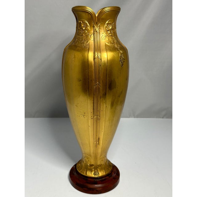 Christofle Gallia Art Nouveau Gilded Vase for your consideration. The vase measures approx. 13 inches tall. Top diameter...
