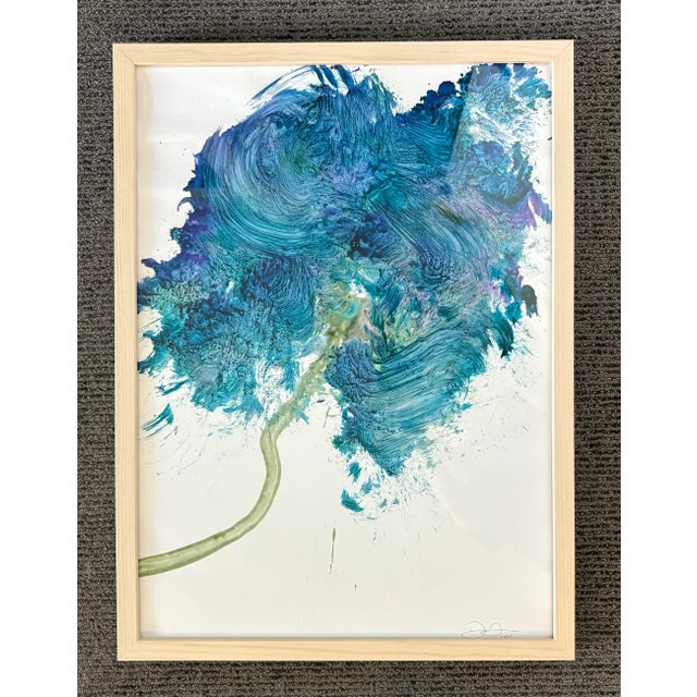2025 D2 Abstract Painting of a Flower, Framed For Sale In Houston - Image 6 of 6