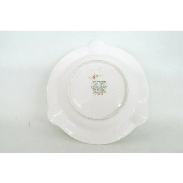 Ceramic Shelley England Primrose Yellow Flowers Green Trim Bone China Ashtray For Sale - Image 7 of 11