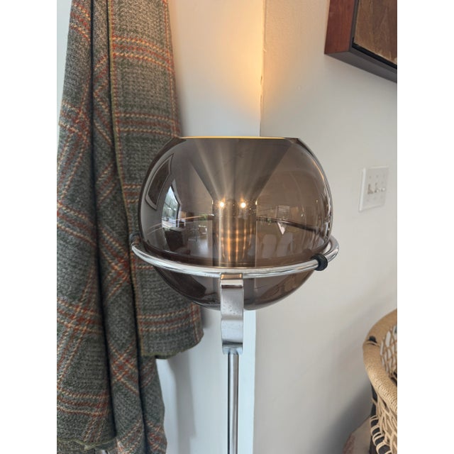 Vintage, Mid Century Modern Frank Ligttelijn for Raak Smoked Glass Orb Floor Lamp, Unmarked For Sale - Image 17 of 18