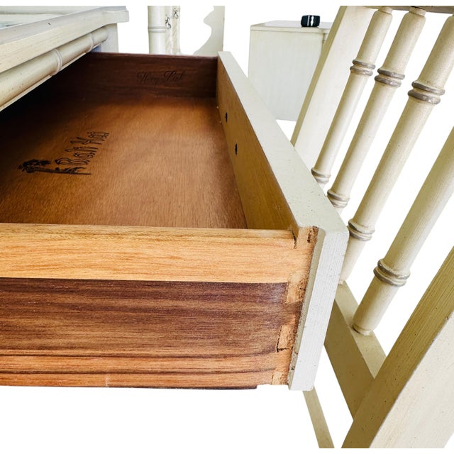 Wood Vintage Henry Link Bali Hai Faux Bamboo Desk & Spindle-Back Chair Set For Sale - Image 7 of 15