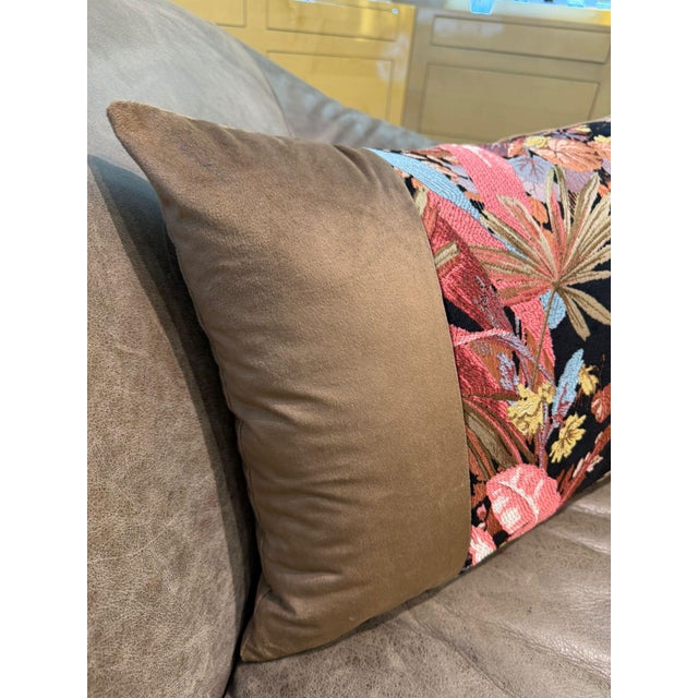 Contemporary Tropical Mocha Velvet Cushion Cover For Sale - Image 3 of 16