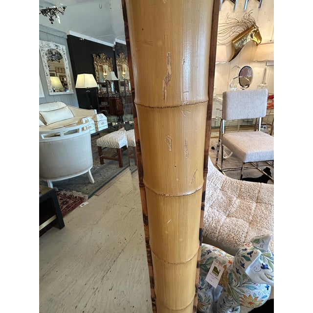 Bamboo Rattan Wall Mirror With Grand Scale For Sale - Image 4 of 10