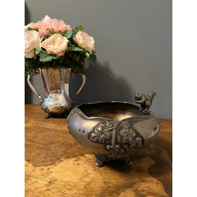 Late 19th Century Antique Ornate Quadruple Plate Footed Bowl For Sale - Image 5 of 12