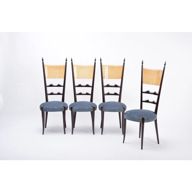 High Back Dining Chairs by Aldo Tura, 1970s, Set of 4 For Sale - Image 3 of 18