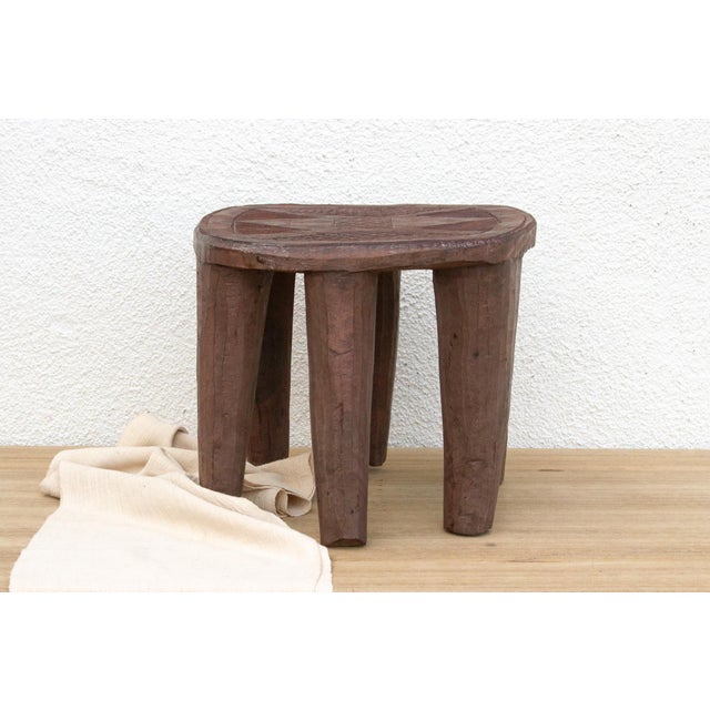 Carved Chunky Wood African Stool For Sale - Image 9 of 9