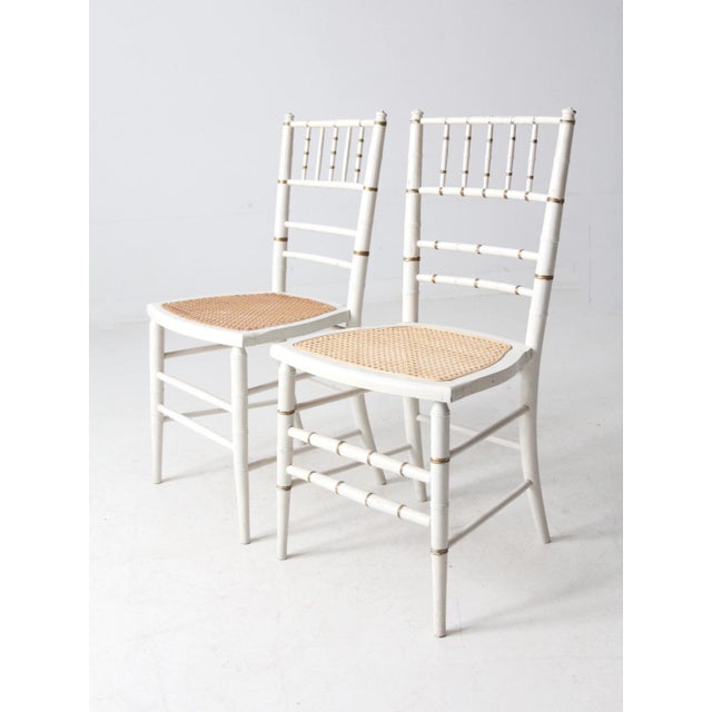 Antique Chiavari-Style Cane Seat Chairs Pair For Sale - Image 11 of 12