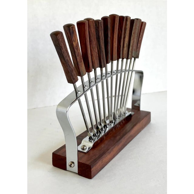 Mid-Century Modern Mid 20th Century Mid-Century Modern Rosewood Appetizer Sticks - Set of 13 For Sale - Image 3 of 7