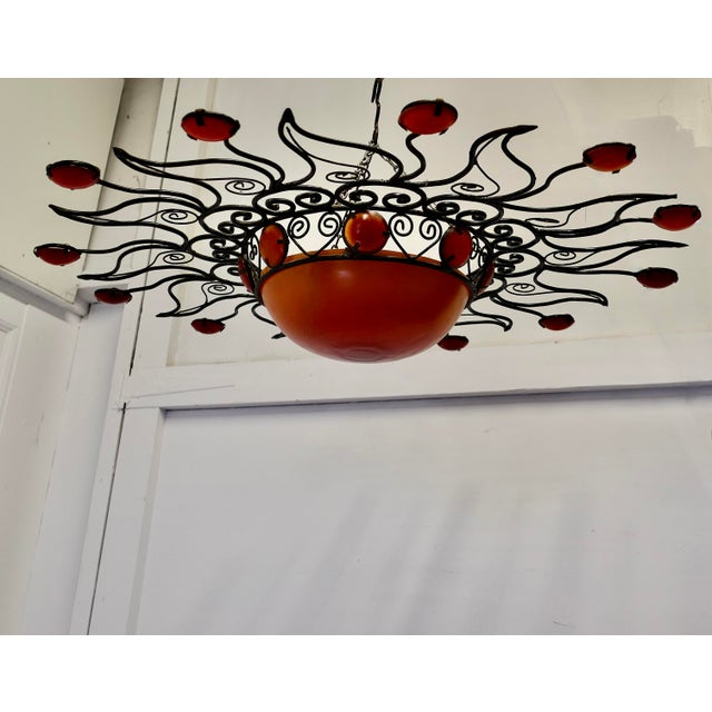 Large Moroccan Wrought Iron Sun Lamp Shade, 1960s For Sale - Image 6 of 9