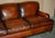 1 of 4 Hand Dyed Brown Leather Howards & Son Style Sofa Part of Suite For Sale - Image 4 of 18