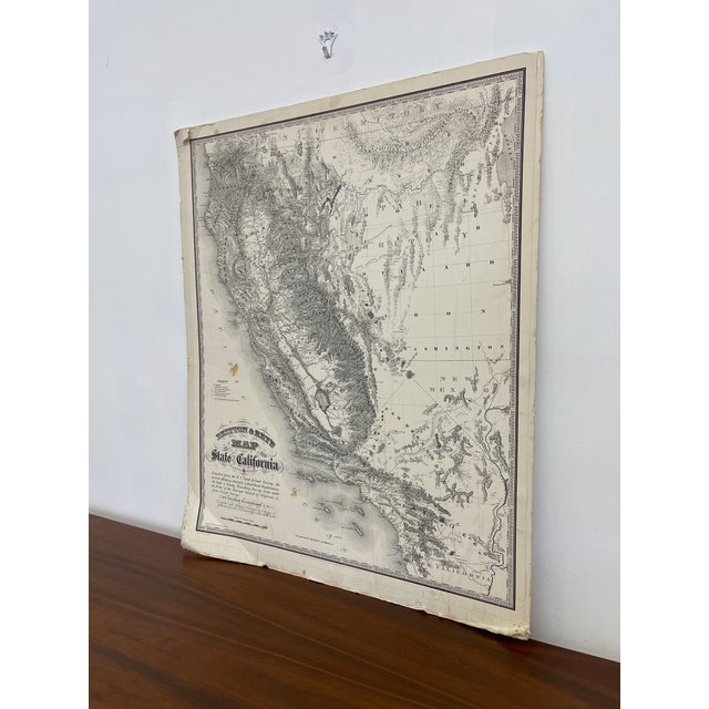 1970s 1970s Britton & Reys Map of the State of California Print, After George H. Goddard Survey, Detailed Topographical Map Reprint For Sale - Image 5 of 8
