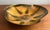 Snazzy Bovano trinket tray in a bright yellow and gold tones with organic body shape. Designed with enamel on copper....