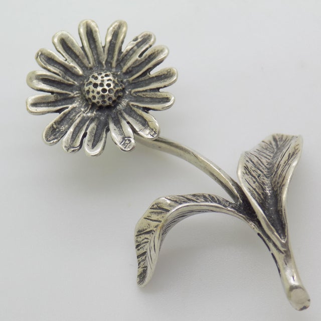 Vintage Italian Handmade Genuine Silver Daisy Flower Dollhouse Figurine, 1970s For Sale - Image 13 of 13