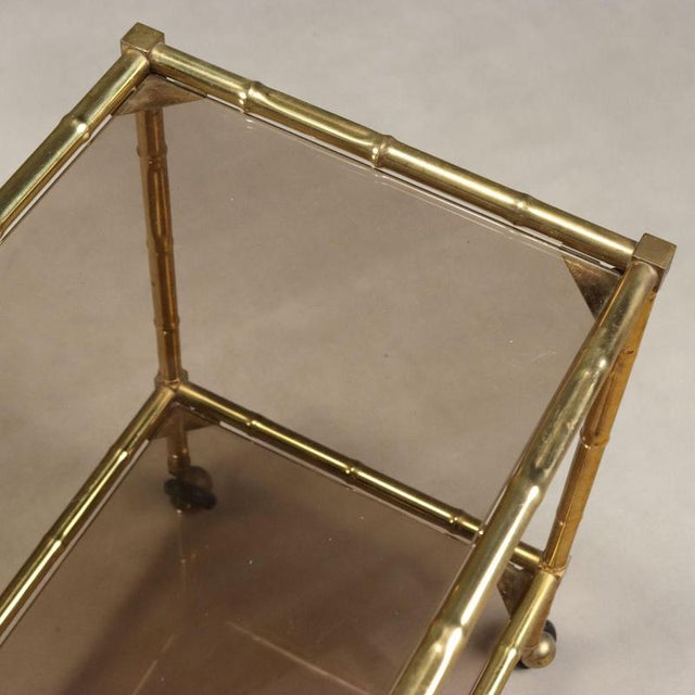 Brass and Smoked Glass Nesting Coffee Tables, 1980s, Set of 3 For Sale - Image 6 of 9