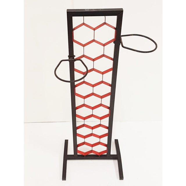 Metal Vintage Black and Red Metal Plant Stand, 1960s For Sale - Image 7 of 7
