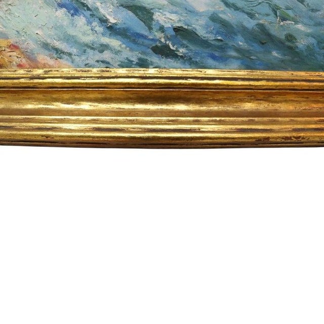 Oil on Board Painting of a Maine Coastal Scene Signed by Mo Henneman C1920 For Sale - Image 4 of 12