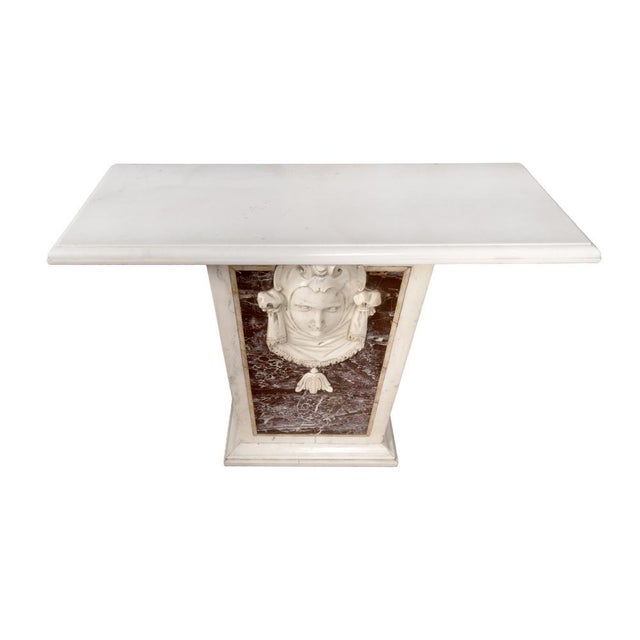 Console Tables in White Carrara Marble and Dark Red Marble, 19th Century, Set of 2 For Sale - Image 4 of 4