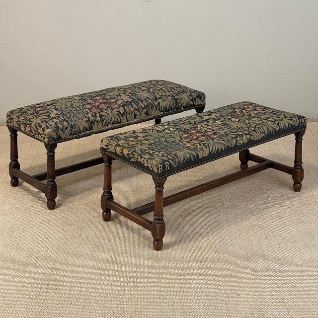 Antique Renaissance Revival Floral Needlepoint Tapestry Bench For Sale - Image 15 of 18