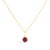 10K Yellow Gold Red Ruby and 3/8 Cttw Diamond Halo Jewelry Set (Earrings, Pendant & Ring) For Sale - Image 4 of 6