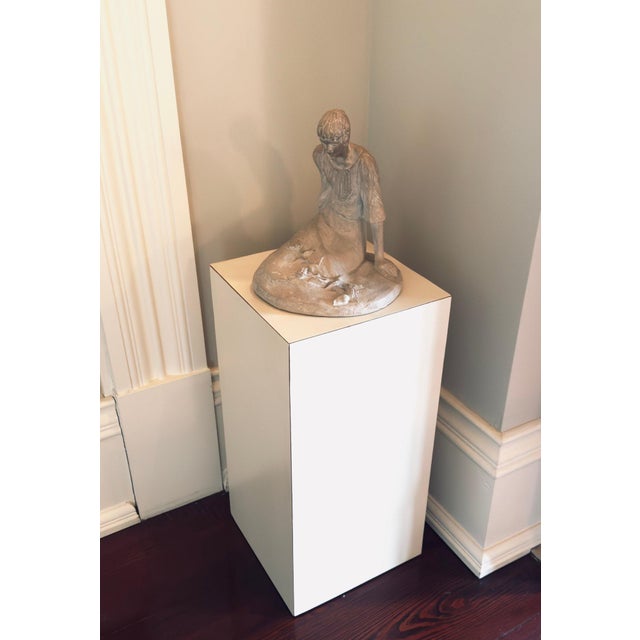 Beige 1979 David Fisher for Austin Productions ” Pensive Girl” Large Durastone Sculpture For Sale - Image 8 of 10