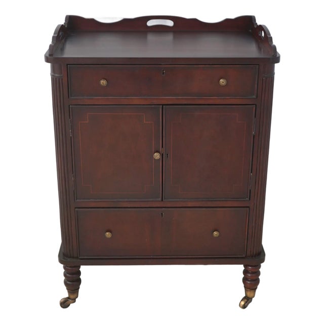Large Dark Cherry Oversized Bed Side Chest Occasional Stand For Sale