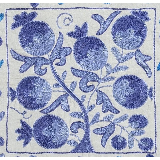 Modern Silk Hand Embroidery Cushion Cover. Suzani Sham. Decorative Throw Pillow 17"x18" For Sale - Image 3 of 4