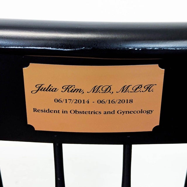 Wood Weill Cornell Medical College Personalized Obgyn Residency Windsor Chair For Sale - Image 7 of 10