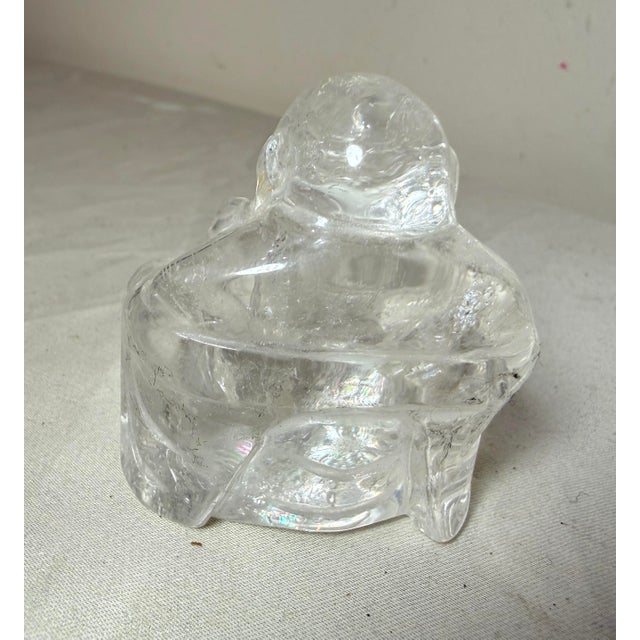 Antique Hand Carved Chinese Buddha Clear Rock Crystal Stone Sculpture Statue For Sale - Image 9 of 9