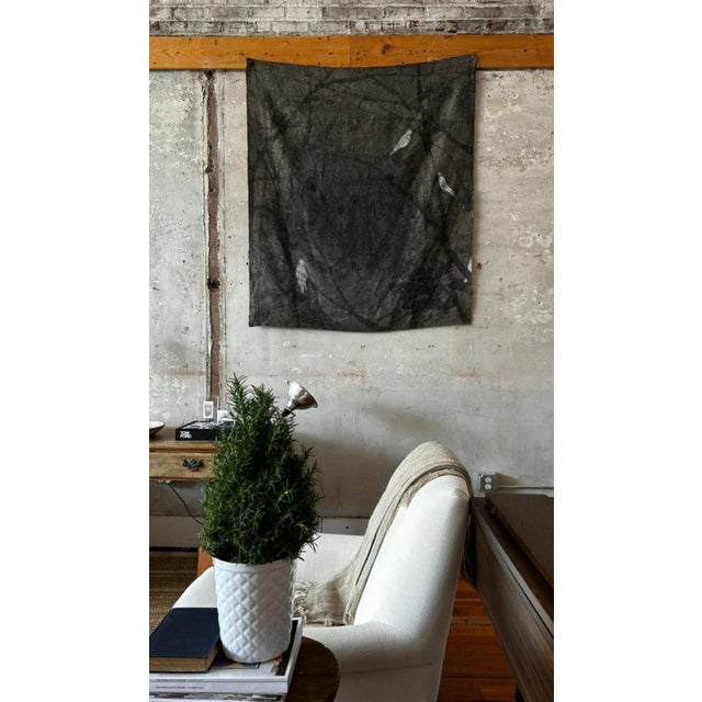 Mixed Media Landscape on Raw Linen, Original by Chelsea Fly Architectural Iron Tacks included for Installation. 51”W x 59”H