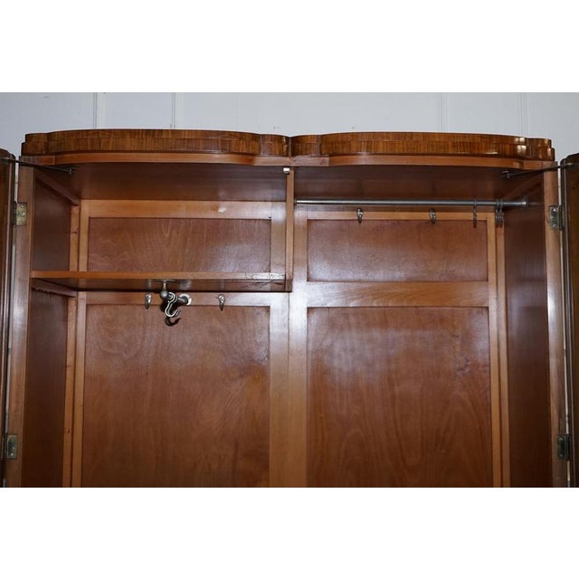 English Art Deco Burr Walnut 2-Door Wardrobe, 1930s For Sale - Image 16 of 18