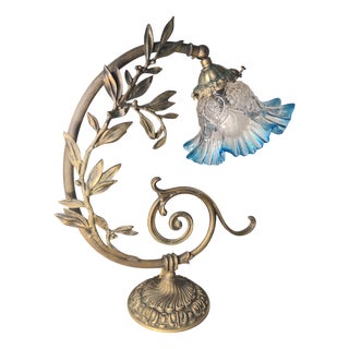 Bronze and Brass Tulip Lamp with Translucent Shade, 1960 For Sale