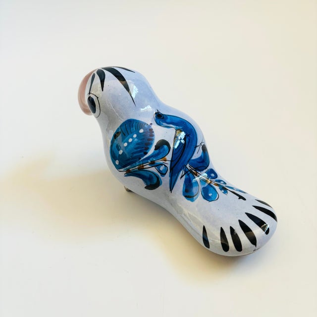 Folk Art Vintage Tonala Pottery Toucan - Mexican Folk Art Pottery With Hand Painted Floral Designs For Sale - Image 3 of 8