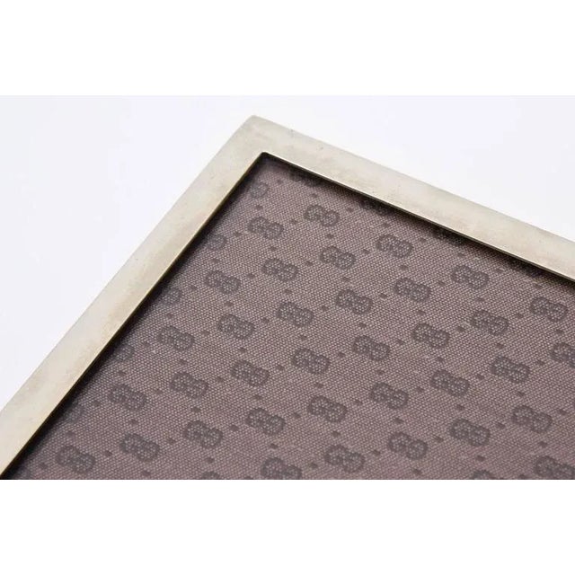 Vintage Gucci Signed Chrome, Fabric, Wood Note Pad Holder or Desk Accessory Italy 70's For Sale - Image 9 of 10