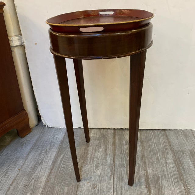 19th Century Antique Italian Tile Tray Table With Custom Mahogany Base For Sale - Image 4 of 11