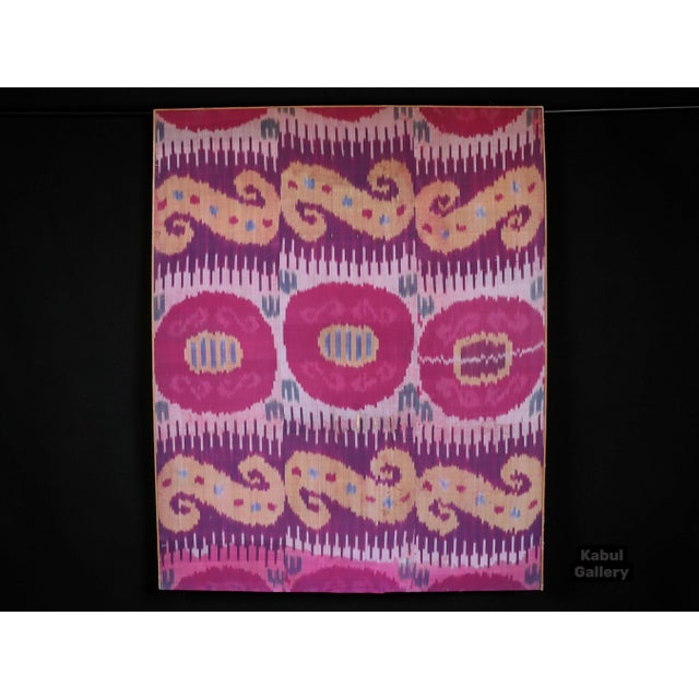 Textile Antiqu Uzbek Silk Ikat Wall Hanging, 1920s For Sale - Image 7 of 18
