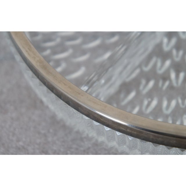 Transparent Vintage English Silver Plate Pressed Glass Divided Relish Compote Dish For Sale - Image 8 of 11