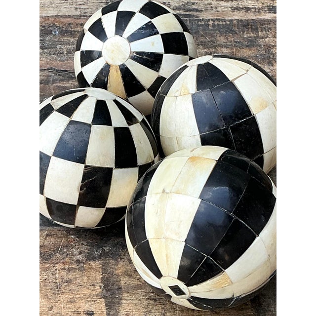 Vintage Decorative Tessellated Stone Spheres - Set of 4 For Sale In West Palm - Image 6 of 12