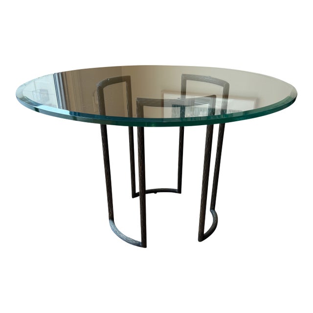 McGuire Furniture Company Bronze and Glass Dining Table For Sale