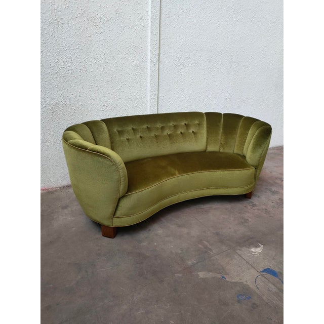 Mid-Century Scandinavian Velvet Banana Sofa, 1980 For Sale - Image 12 of 12