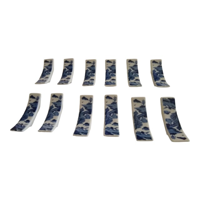 Vintage Japanese Porcelain Utensil Rests - Set of 12 For Sale