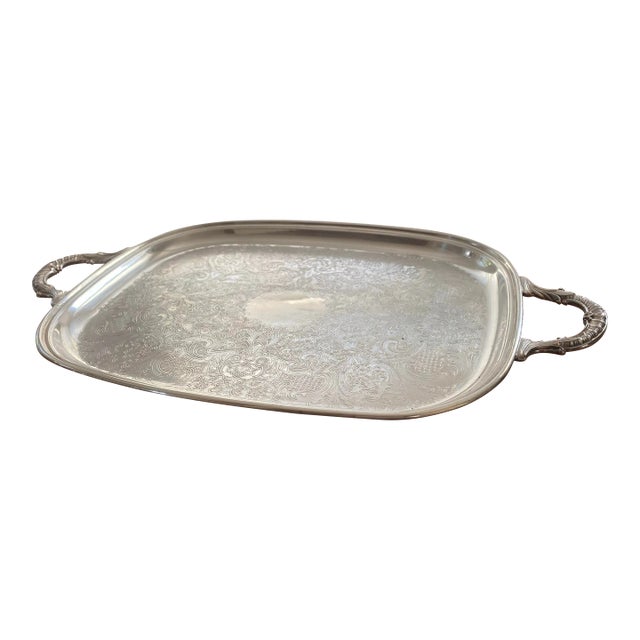 Vintage Silver Plated Large Newport by Gotham Butlers Two Handled Serving Tray For Sale